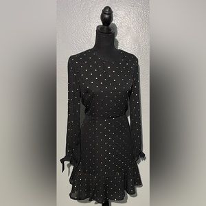 GB Gianni Bini Black Gold Polka Dot Dress
